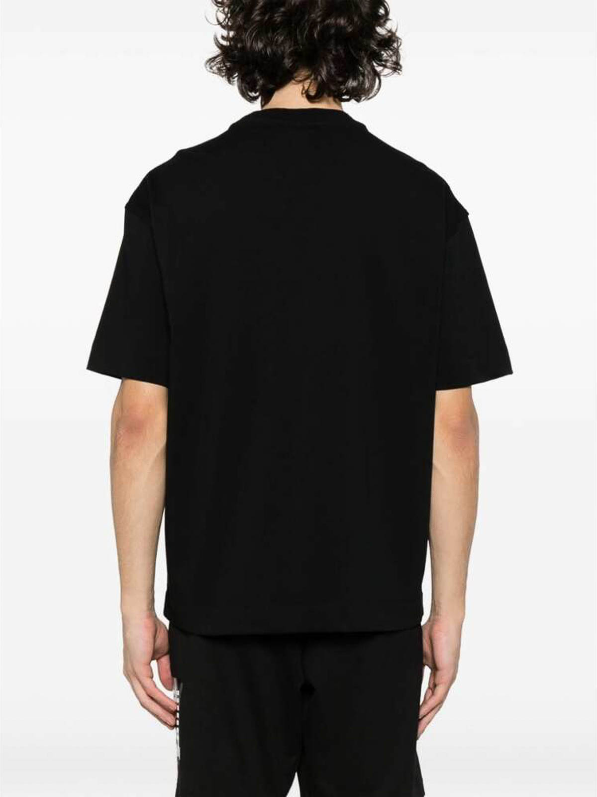 Shop Emporio Armani Black Debossed Logo Round Neck  T-shirt