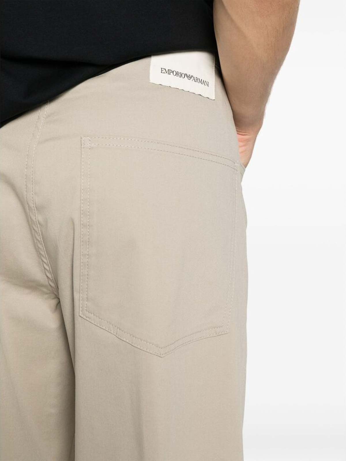 Shop Emporio Armani Logo Patch Wide Leg Pants In Beige