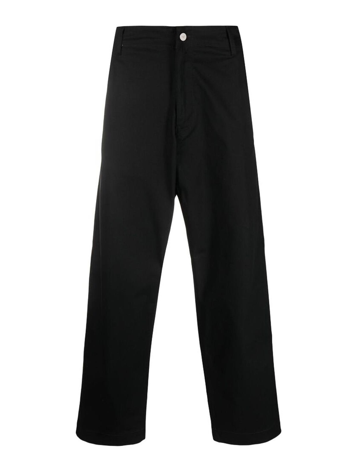 Shop Emporio Armani Wide-leg Trousers With Logo Patch In Black