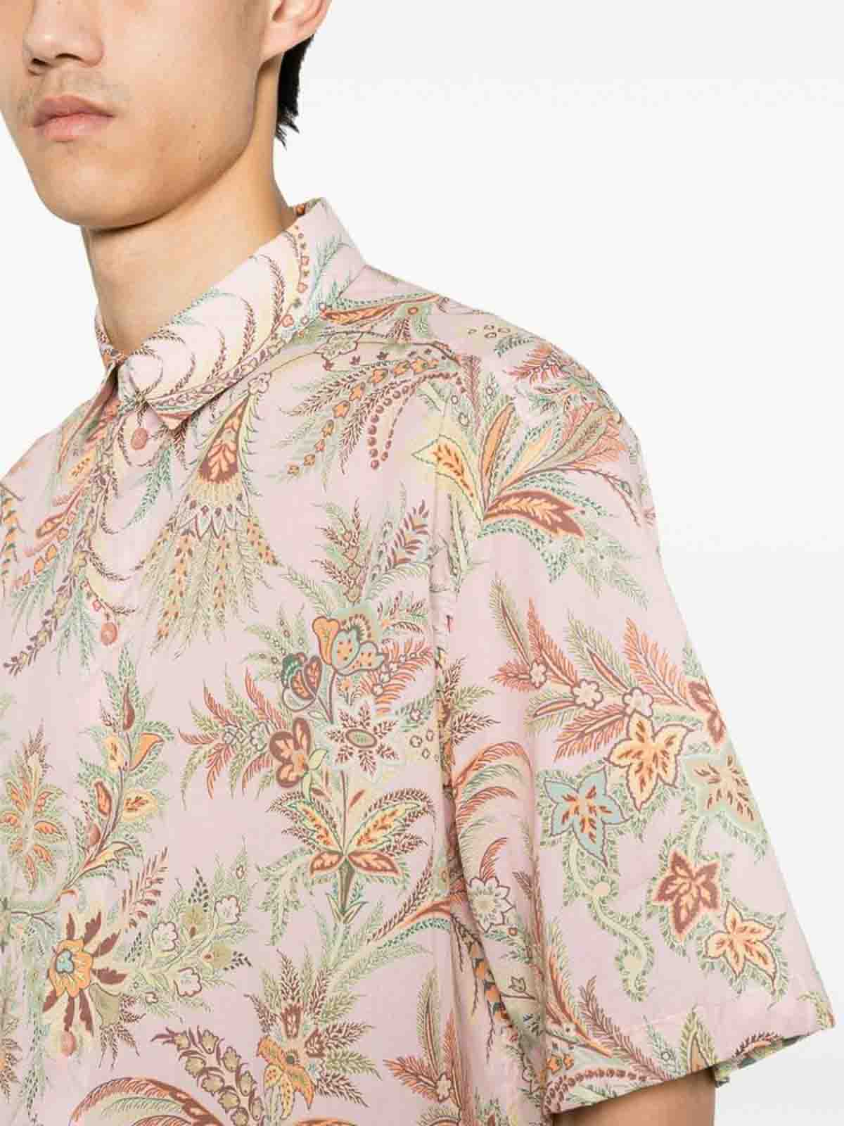 Shop Etro Floral Print Shirt In Nude & Neutrals