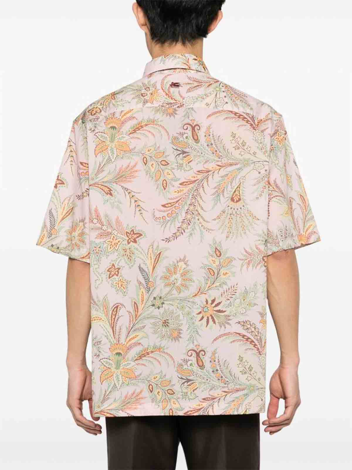 Shop Etro Floral Print Shirt In Nude & Neutrals