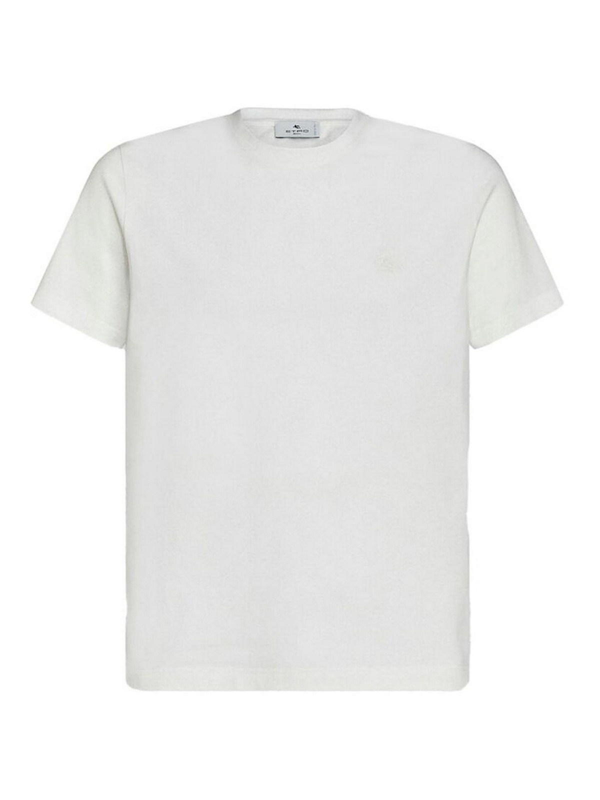 Shop Etro White Paisley Print Logo Crew Neck  T-shirt