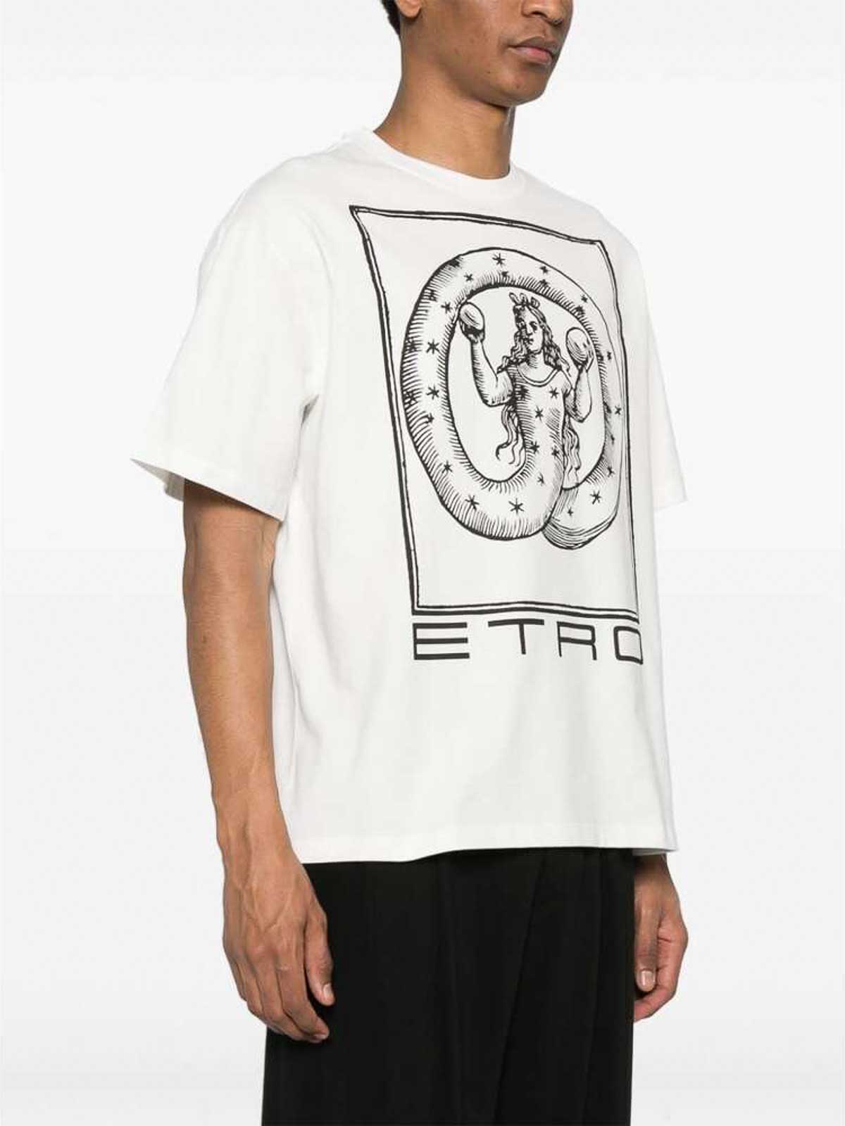 Shop Etro White Soft Graphic Print Logo Crew  T-shirt