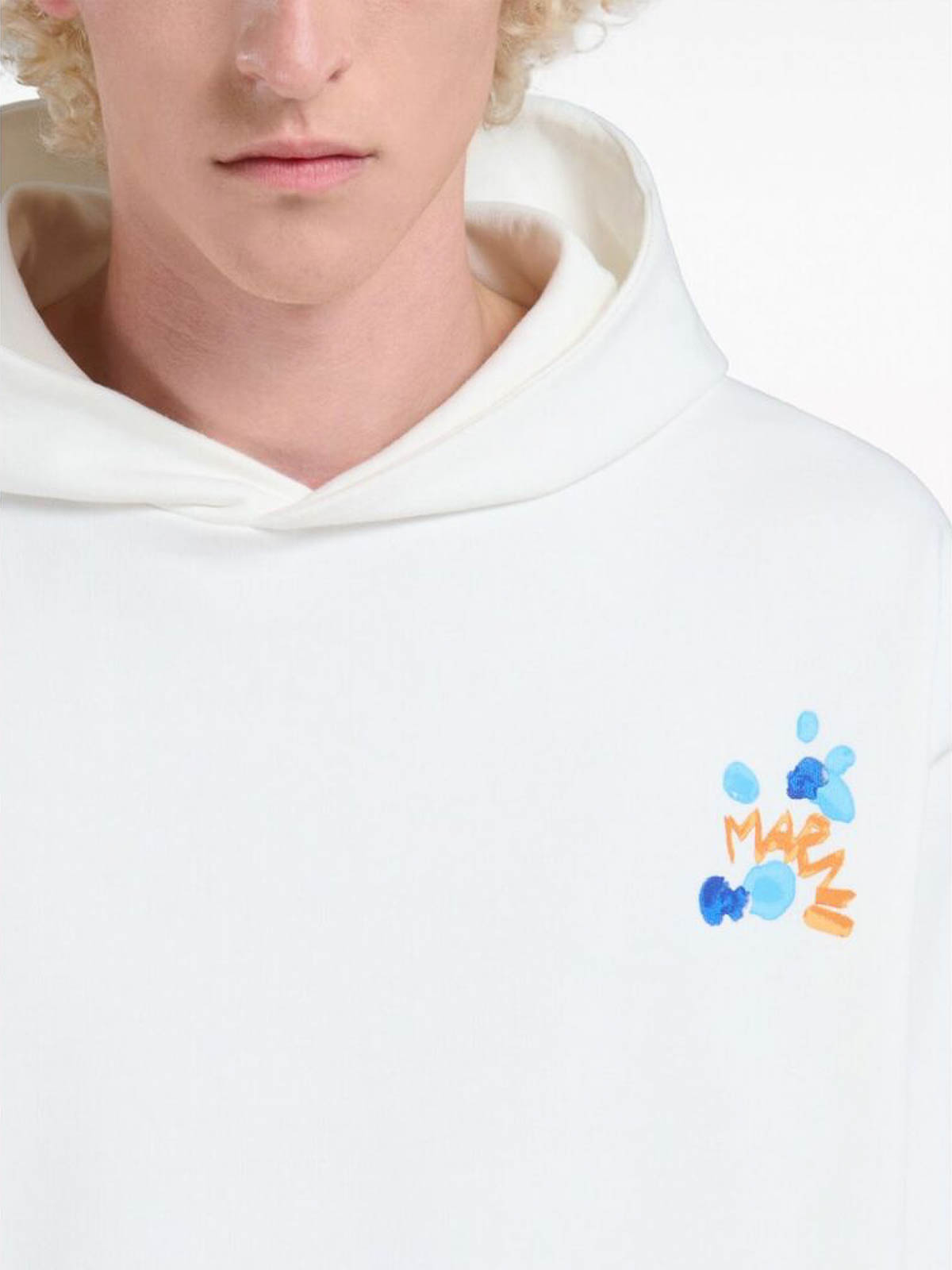 Shop Marni Logo-print Hoodie In White