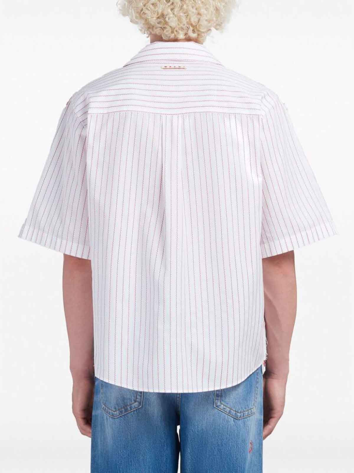 Shop Marni Notched Collar Shirt In White