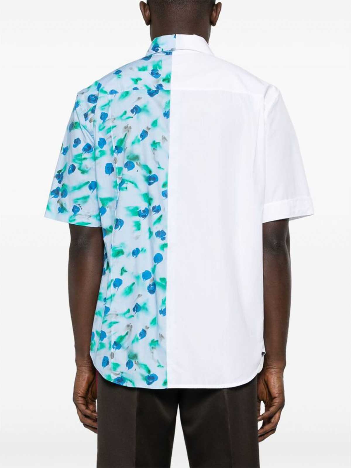 Shop Marni Floral Print Collar Shirt In Blue