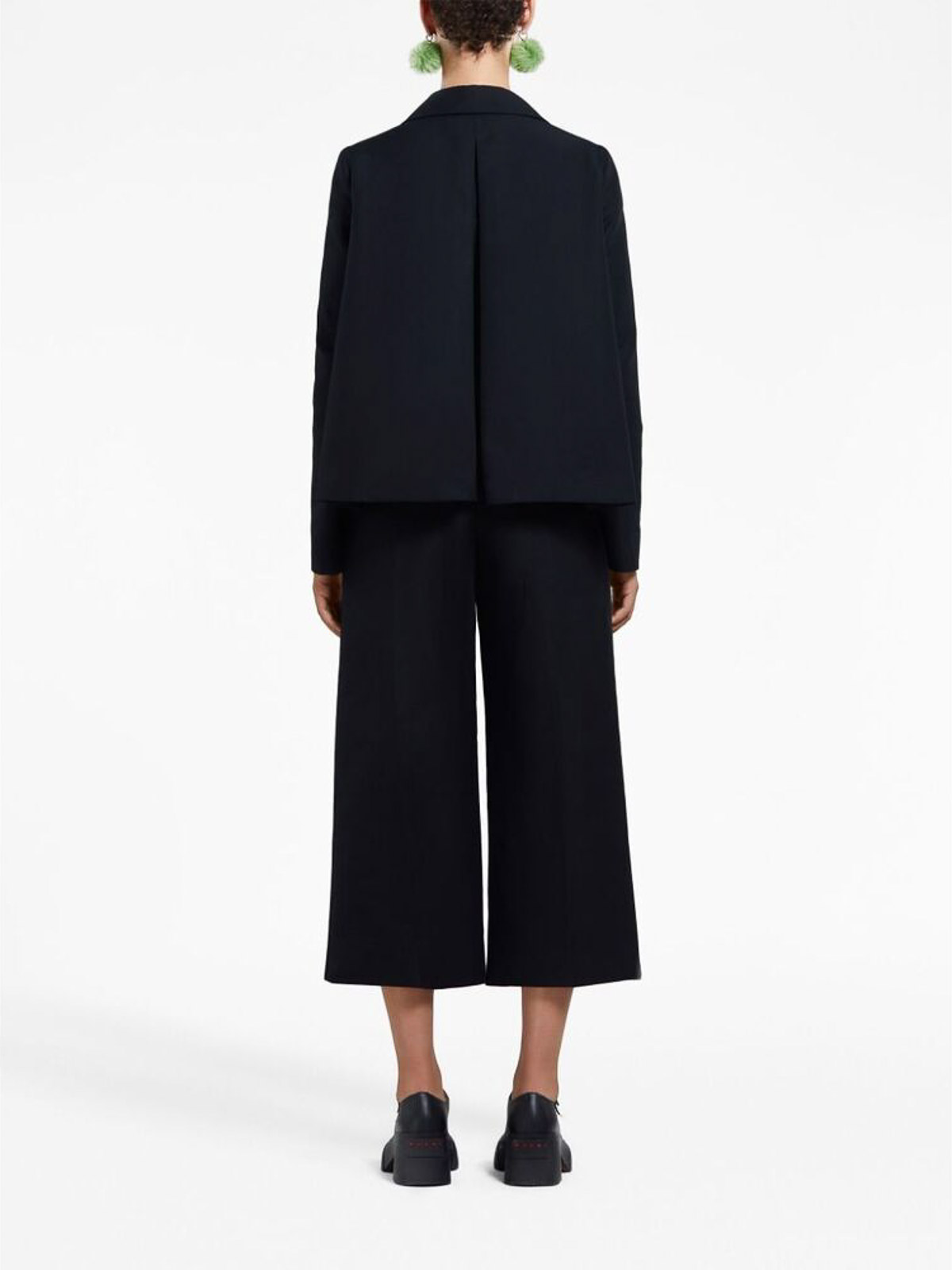 Shop Marni High-waisted Cropped Trousers In Black