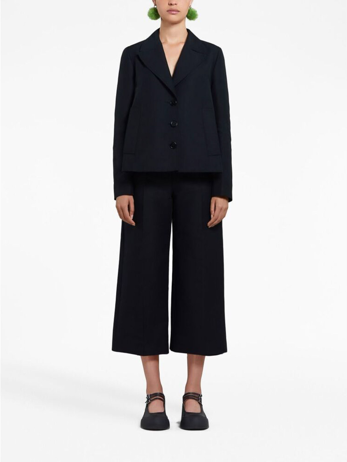 Shop Marni High-waisted Cropped Trousers In Black