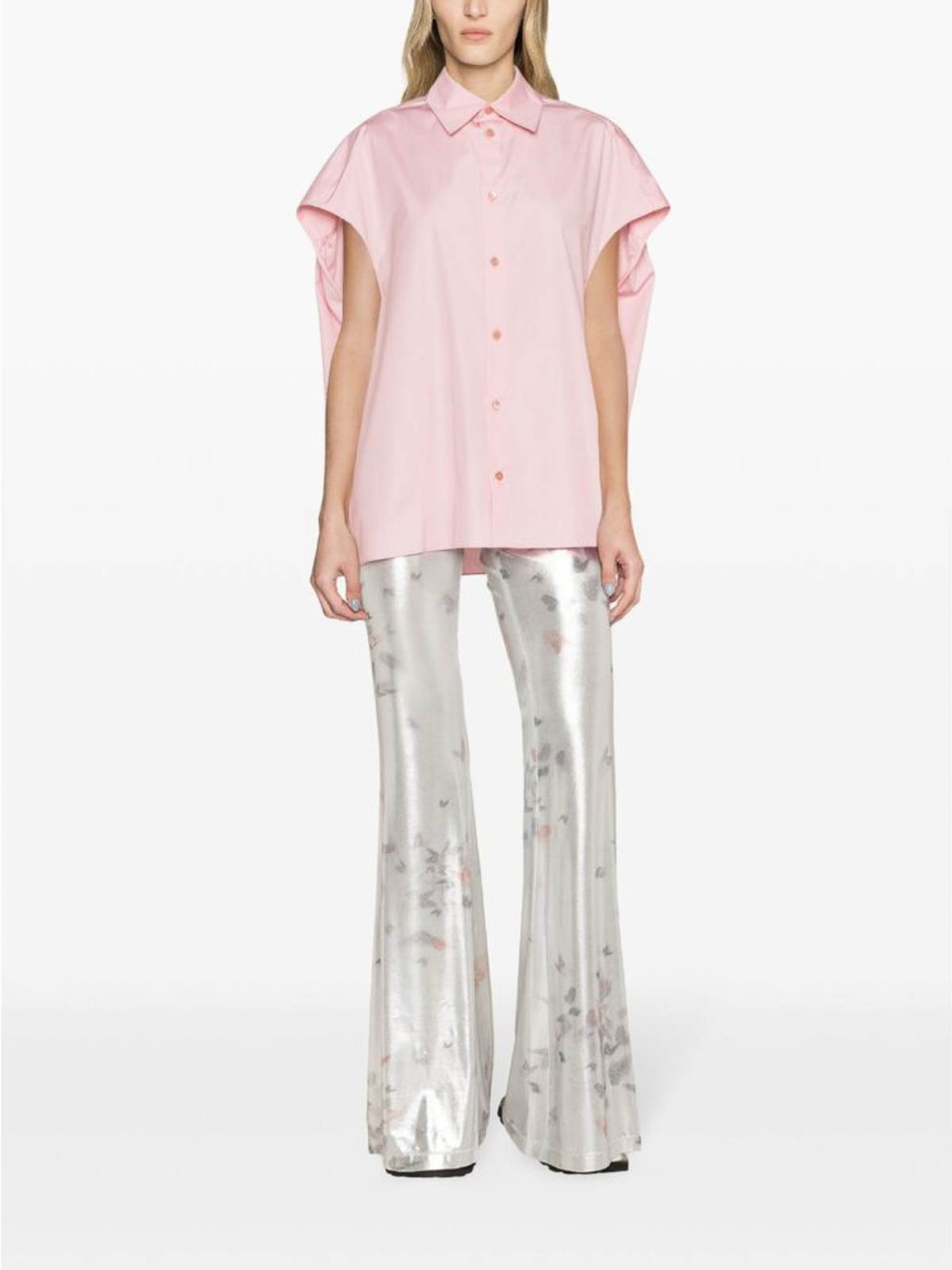 Shop Marni Pink Poplin Texture Collar Shirt In Nude & Neutrals