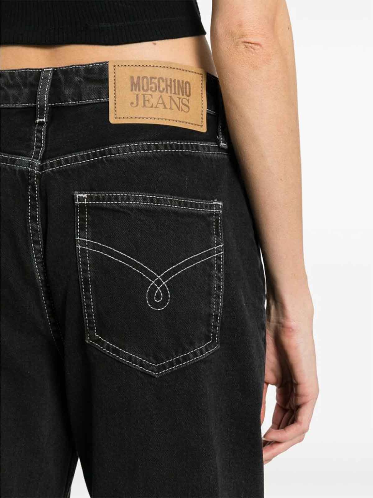 Shop Moschino Black Denim Trousers