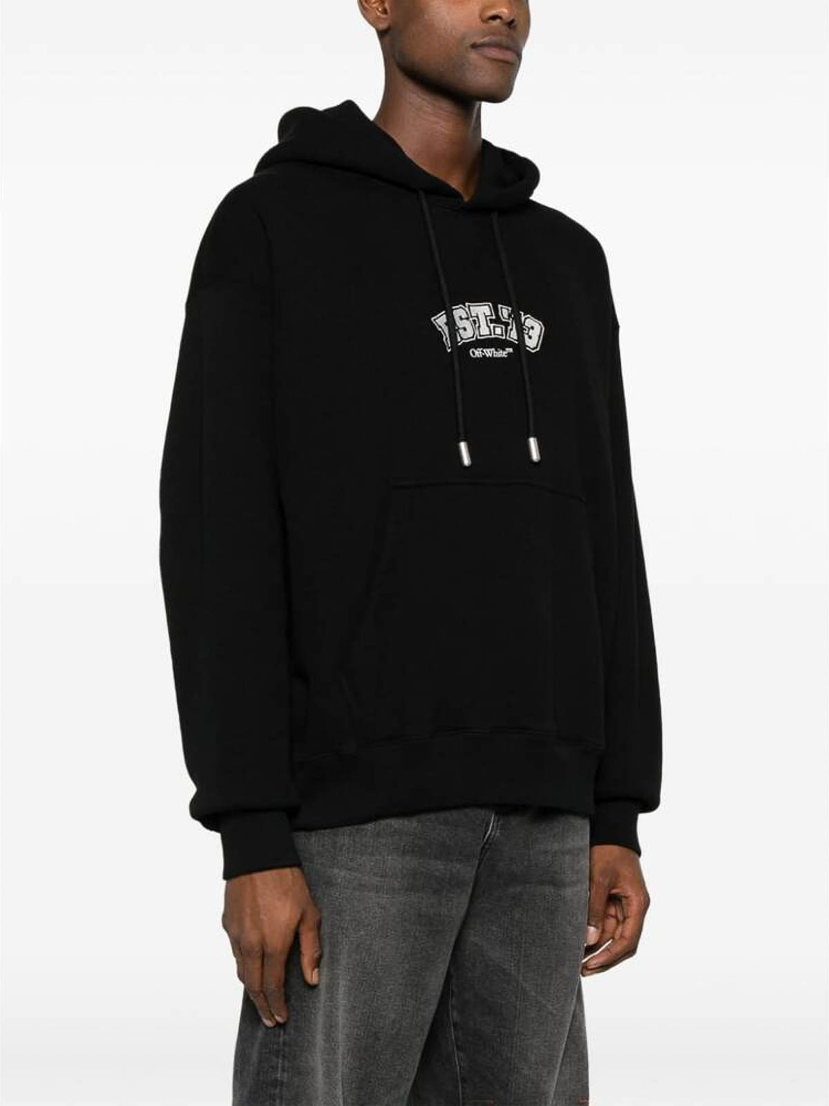 Shop Off-white Black Embroidered Graphic Hoodie