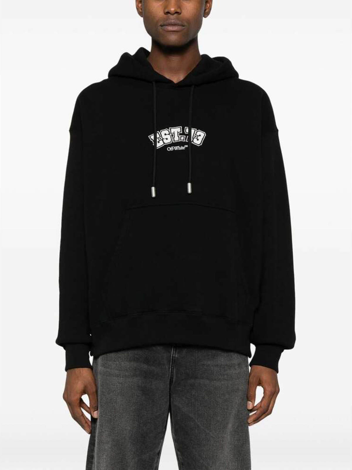 Shop Off-white Black Embroidered Graphic Hoodie