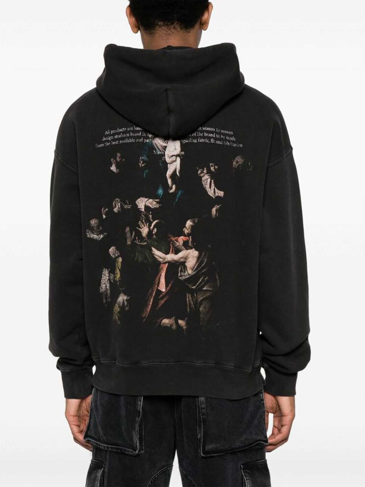 Shop Off-white Black Distressed Graphic Hoodie