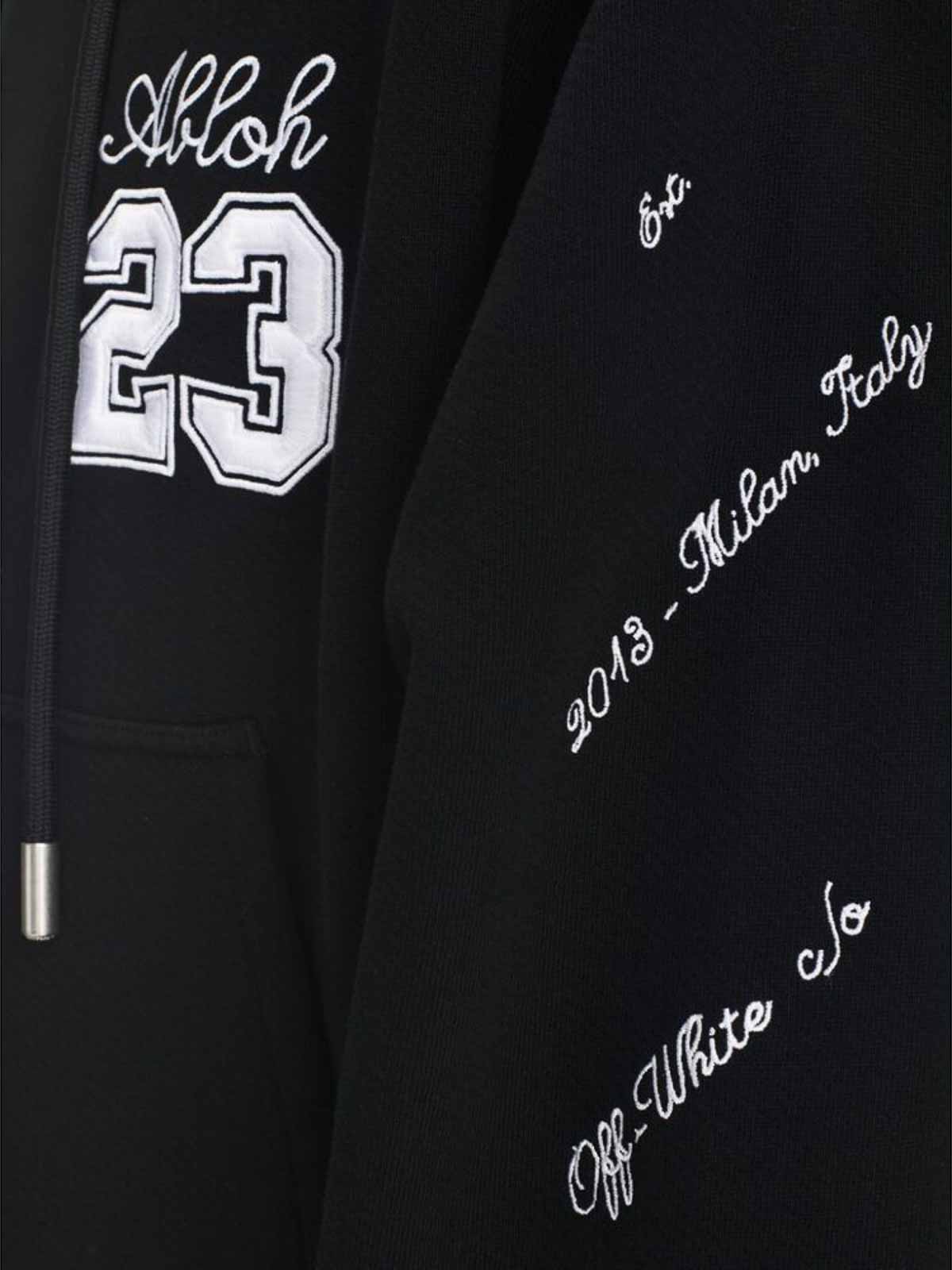 Shop Off-white Black Embroidered Hoodie