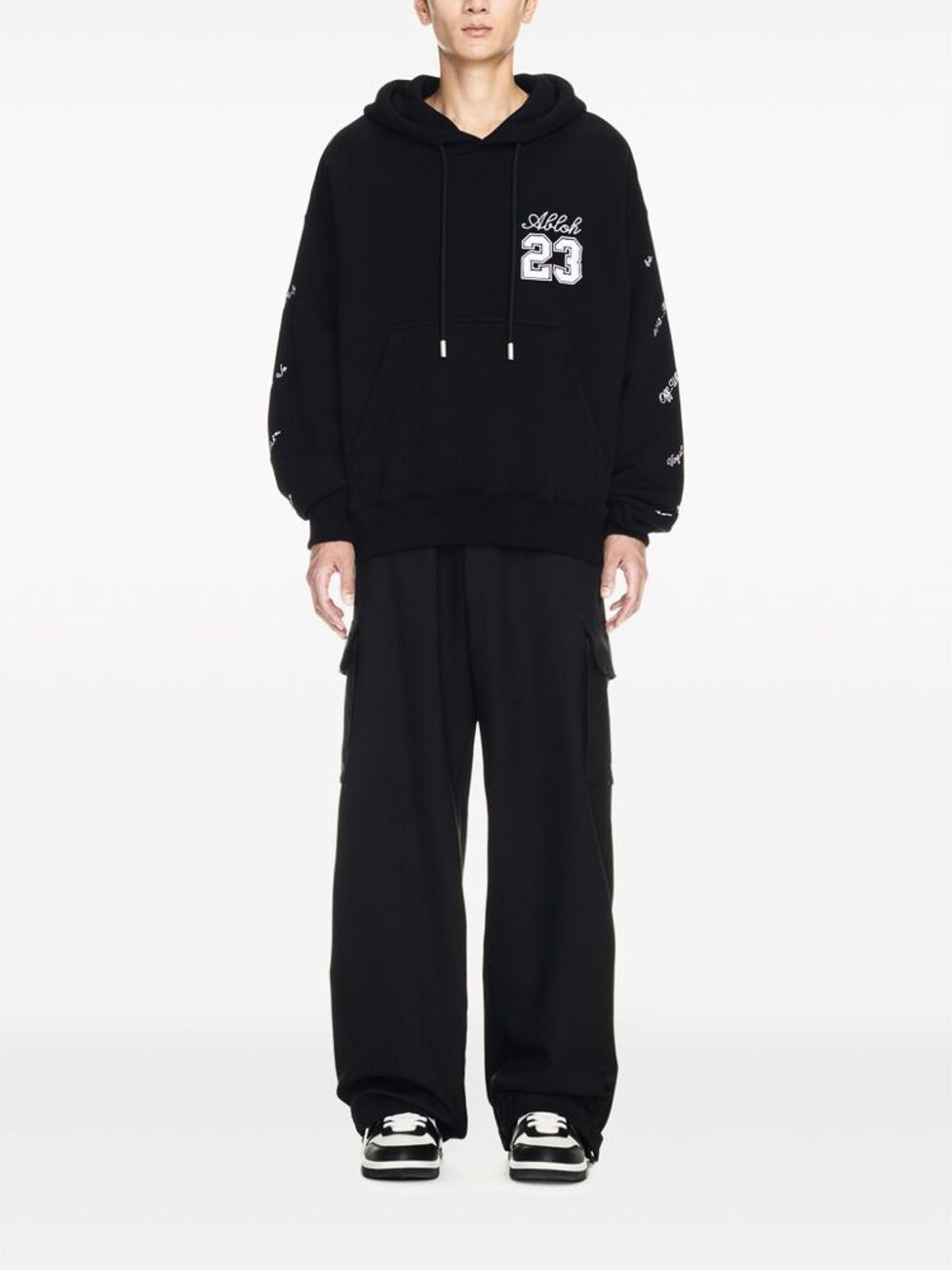 Shop Off-white Black Embroidered Hoodie