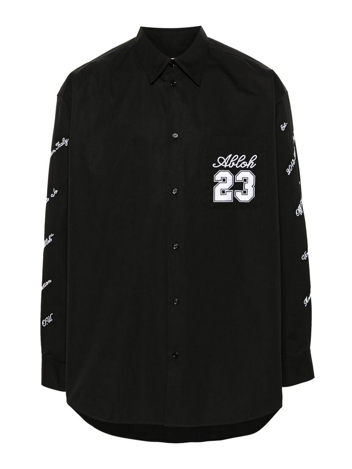 Shop Off-white Black Poplin Embroidered Shirt