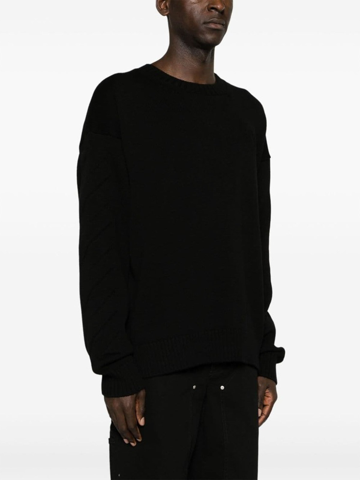 Shop Off-white Black Ribbed Logo Sweater