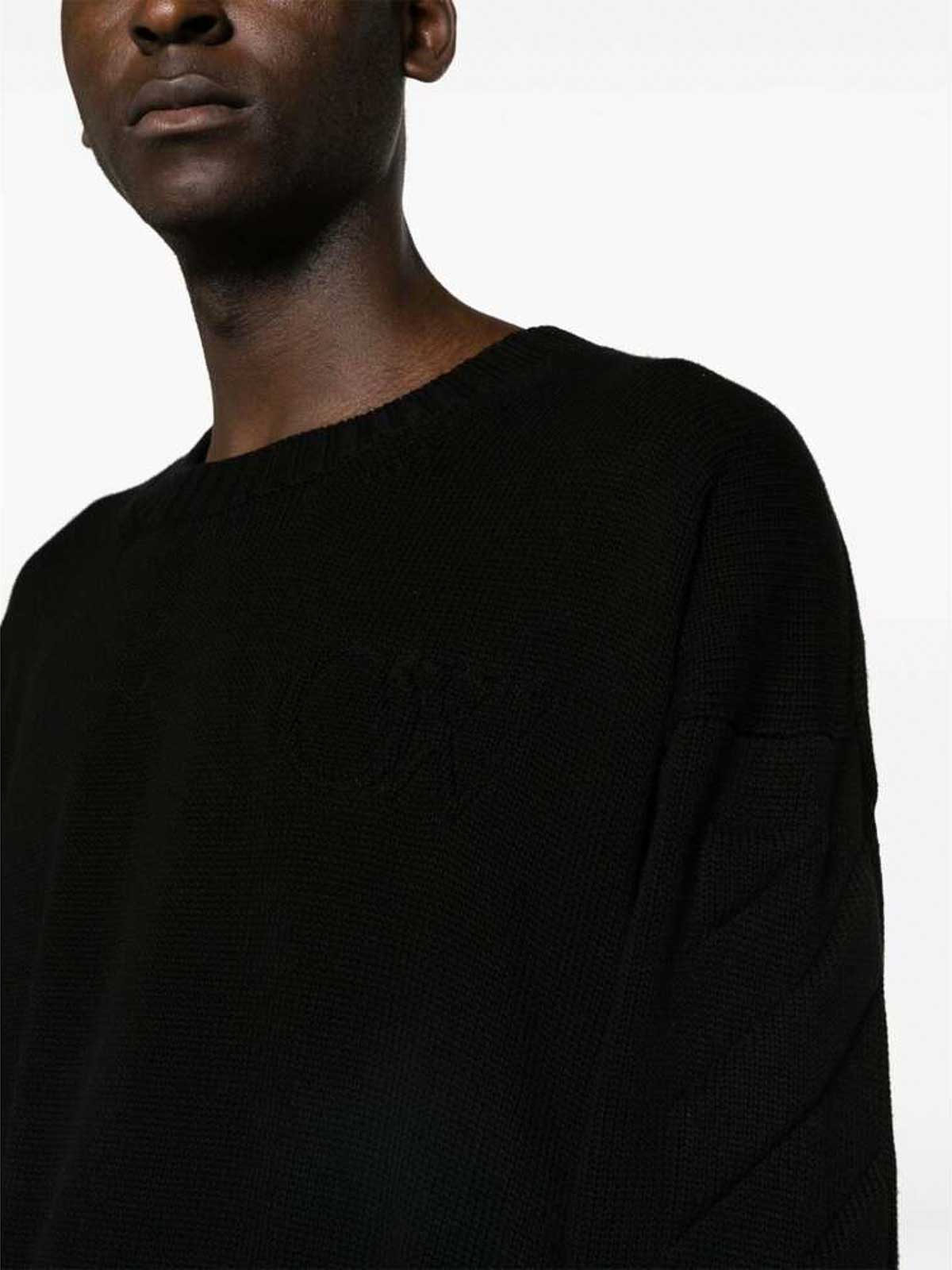 Shop Off-white Black Ribbed Logo Sweater