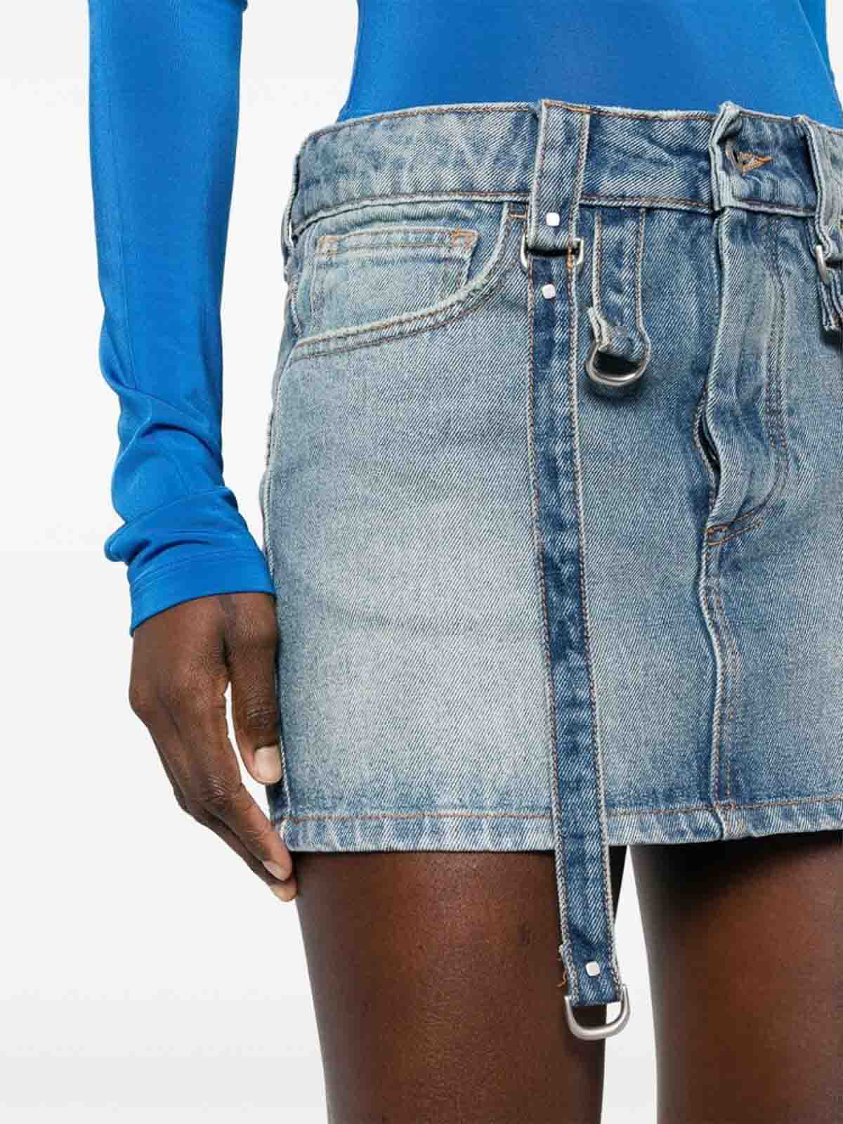 Shop Off-white Indigo Blue Denim Skirt