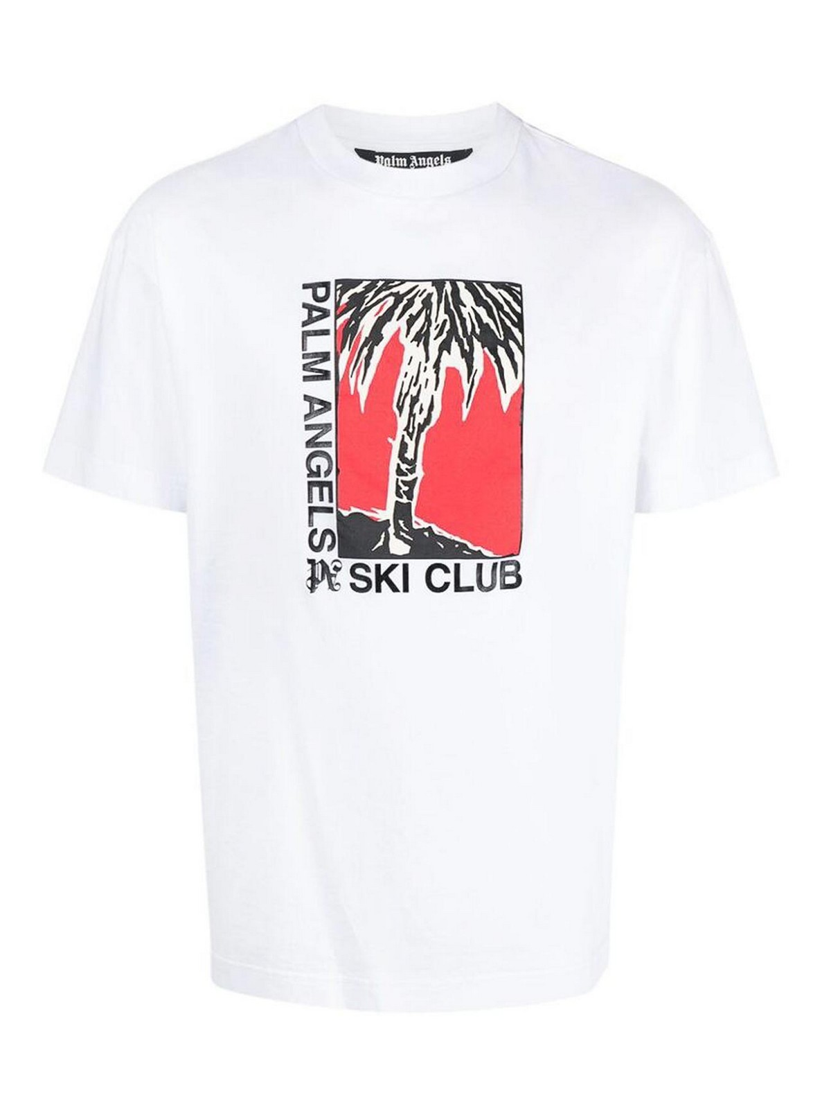 Shop Palm Angels White Logo Print T-shirt