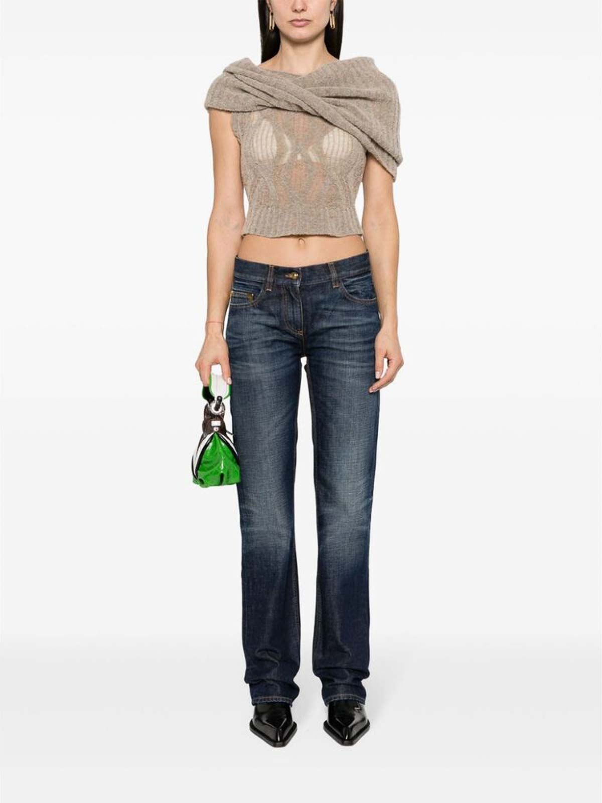 Palm Angels Logo jeans - Blue - Women | PWYB032R24DEN0024545