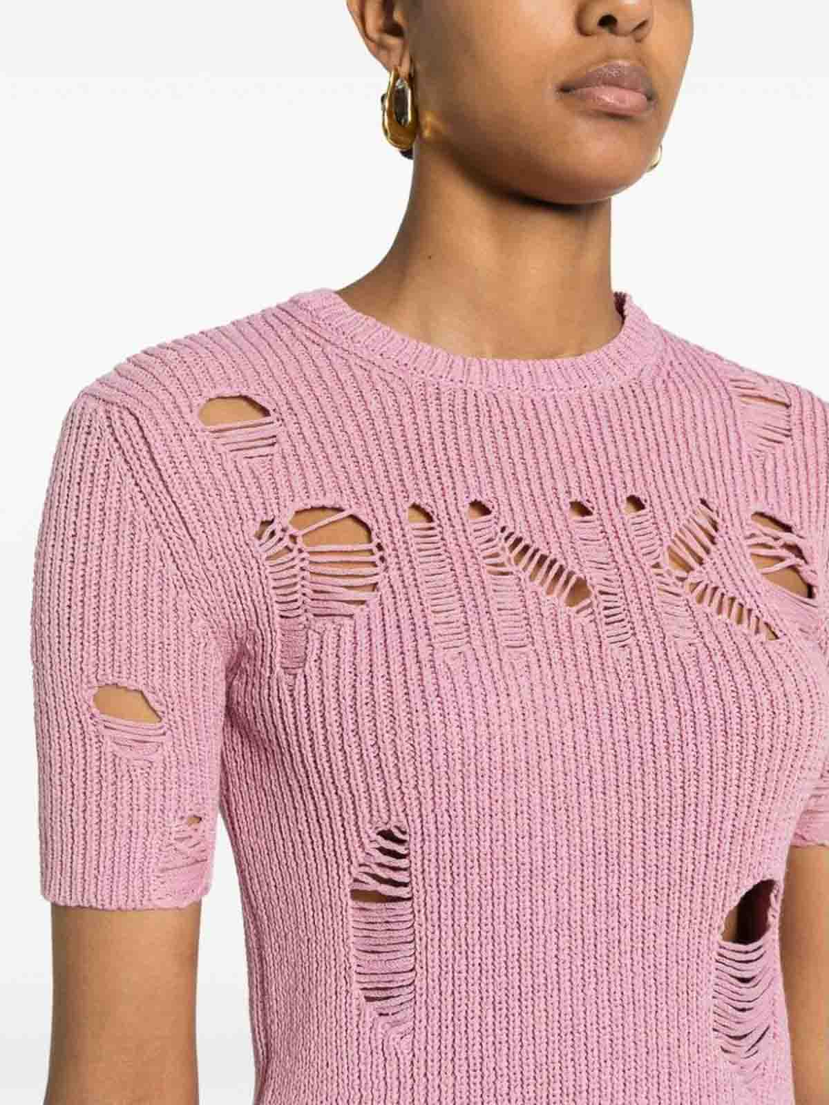 Shop Pinko Rust Pink Distressed Sweater In Nude & Neutrals