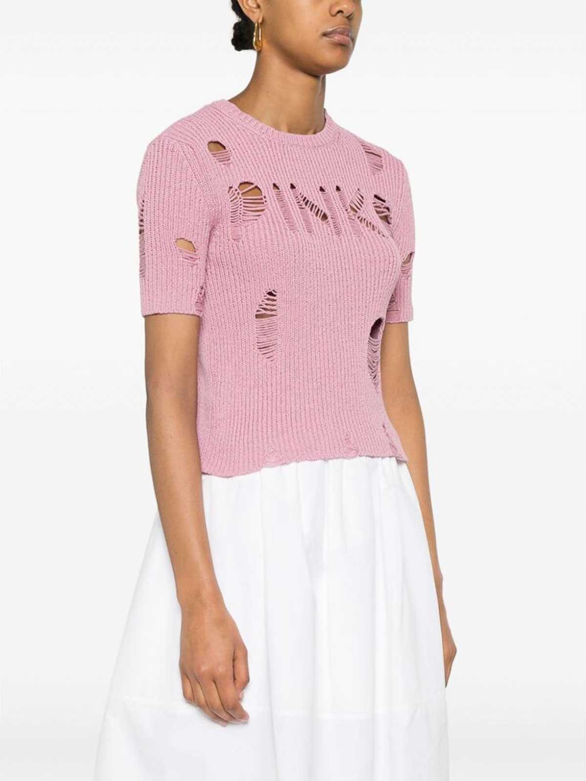 Shop Pinko Rust Pink Distressed Sweater In Nude & Neutrals