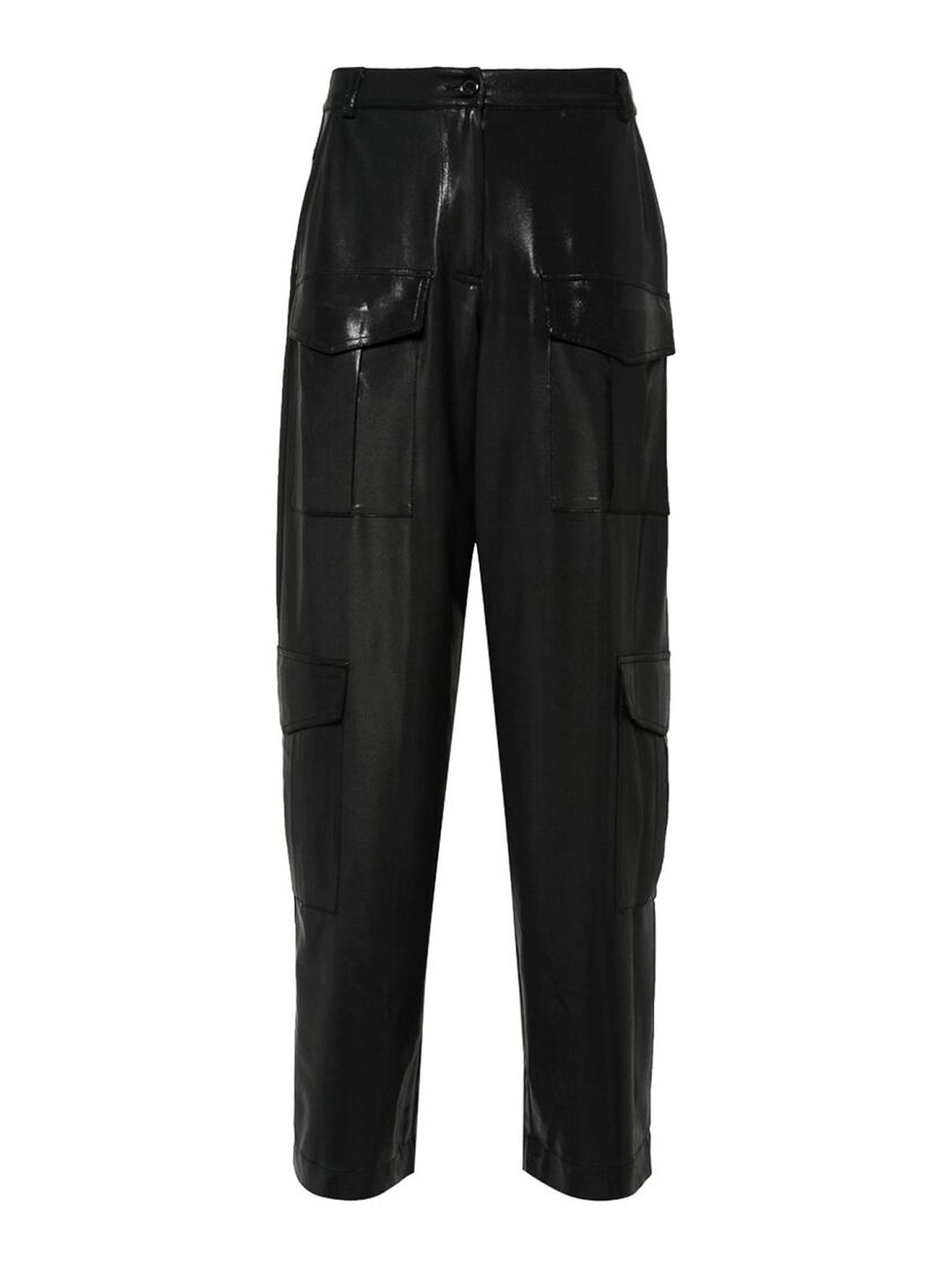 Shop Pinko Black Lam Effect Pants