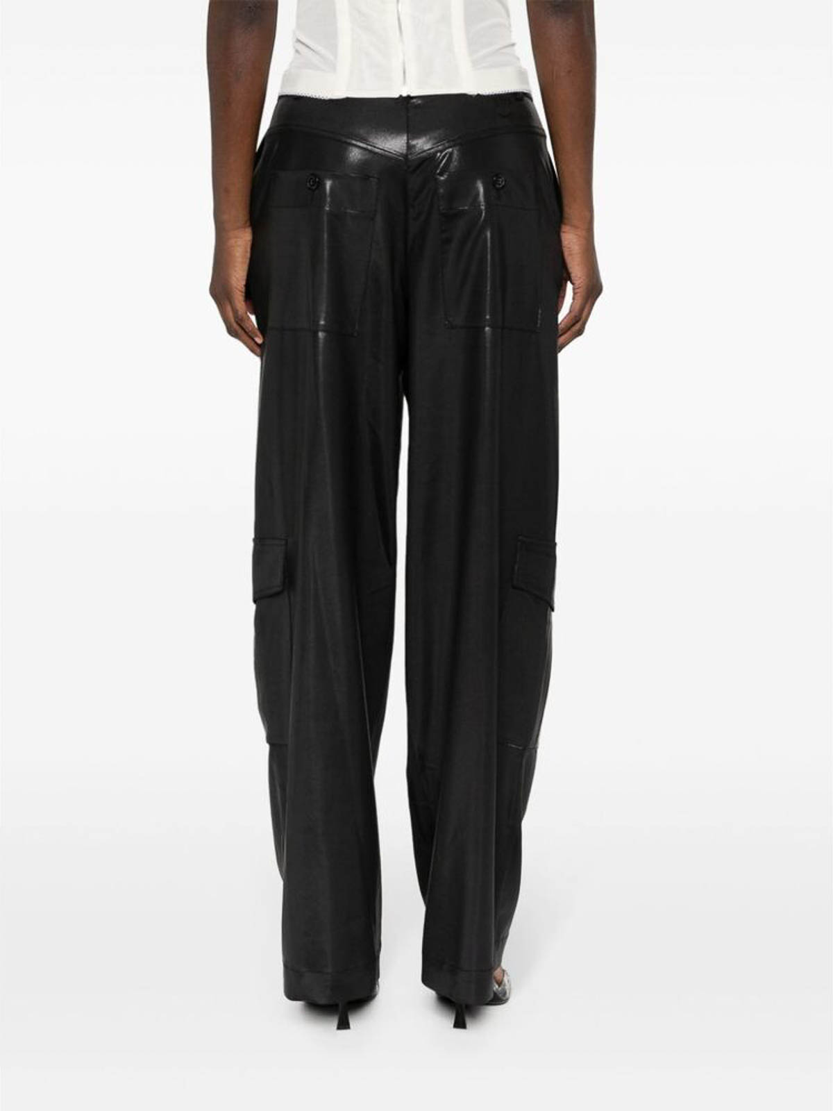 Shop Pinko Black Lam Effect Pants