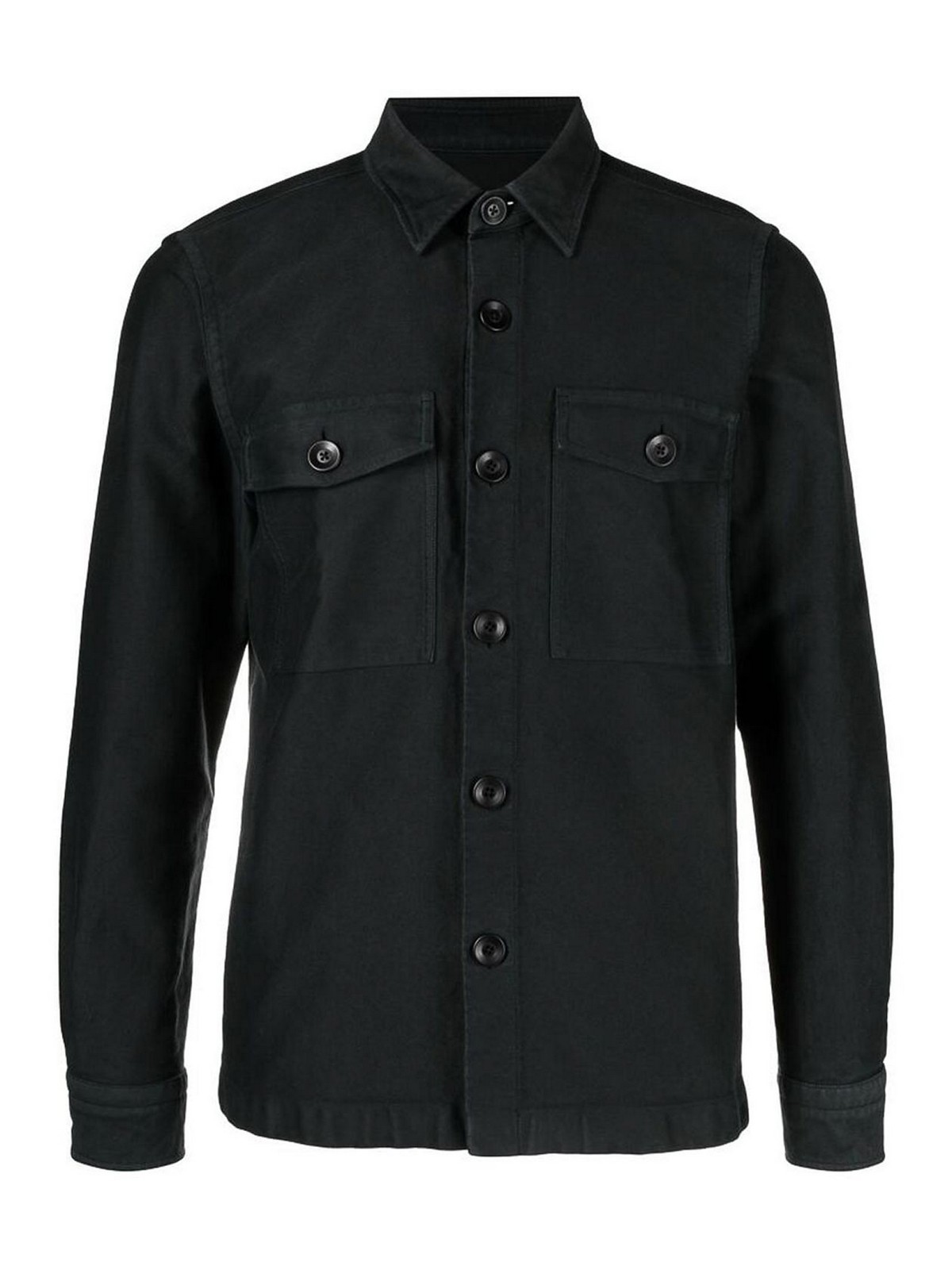 Shop Tom Ford Olive Green Button Shirt In Black