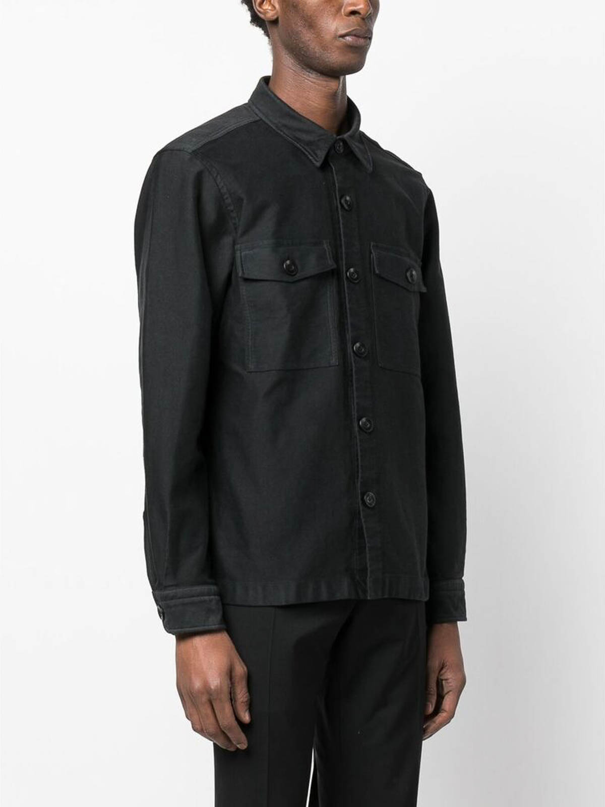 Shop Tom Ford Olive Green Button Shirt In Black