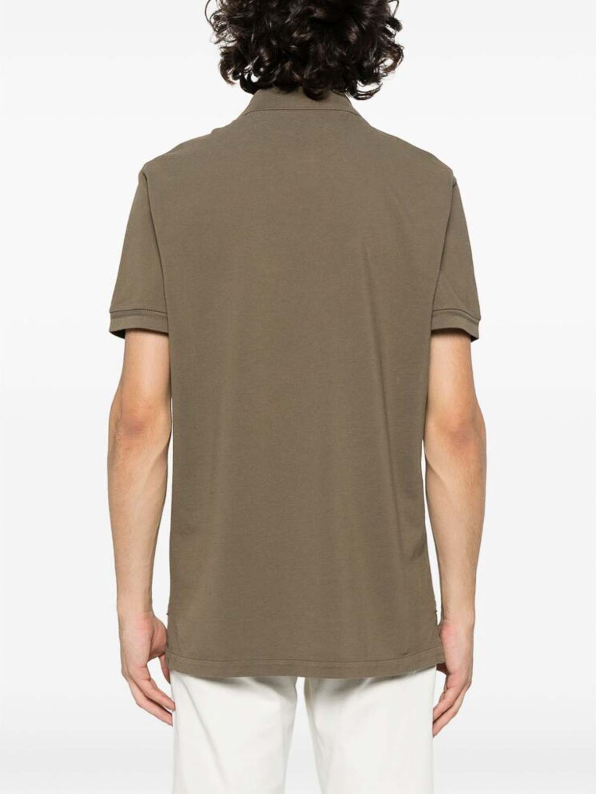 Shop Tom Ford Olive Brown Piqu Polo Shirt In Green