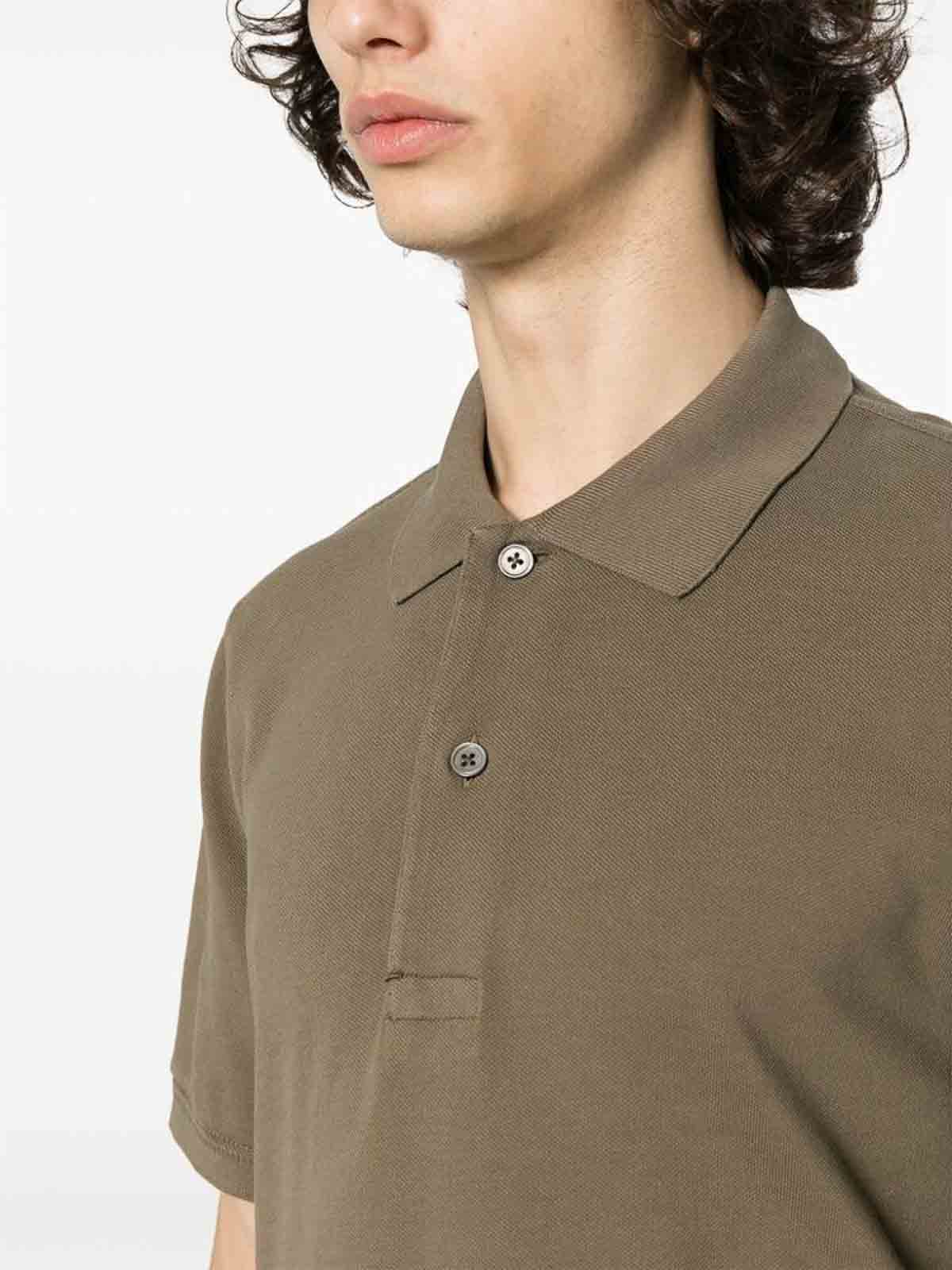 Shop Tom Ford Olive Brown Piqu Polo Shirt In Green