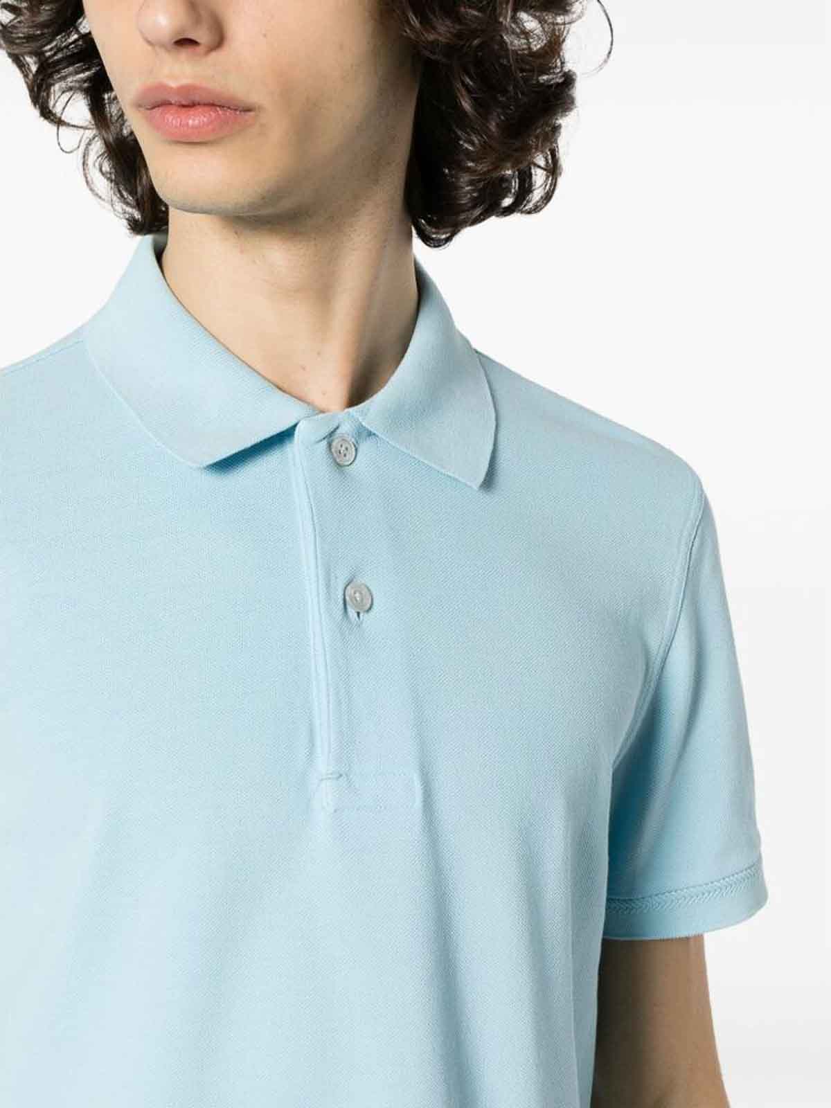 Shop Tom Ford Light Blue Piqu Polo Shirt