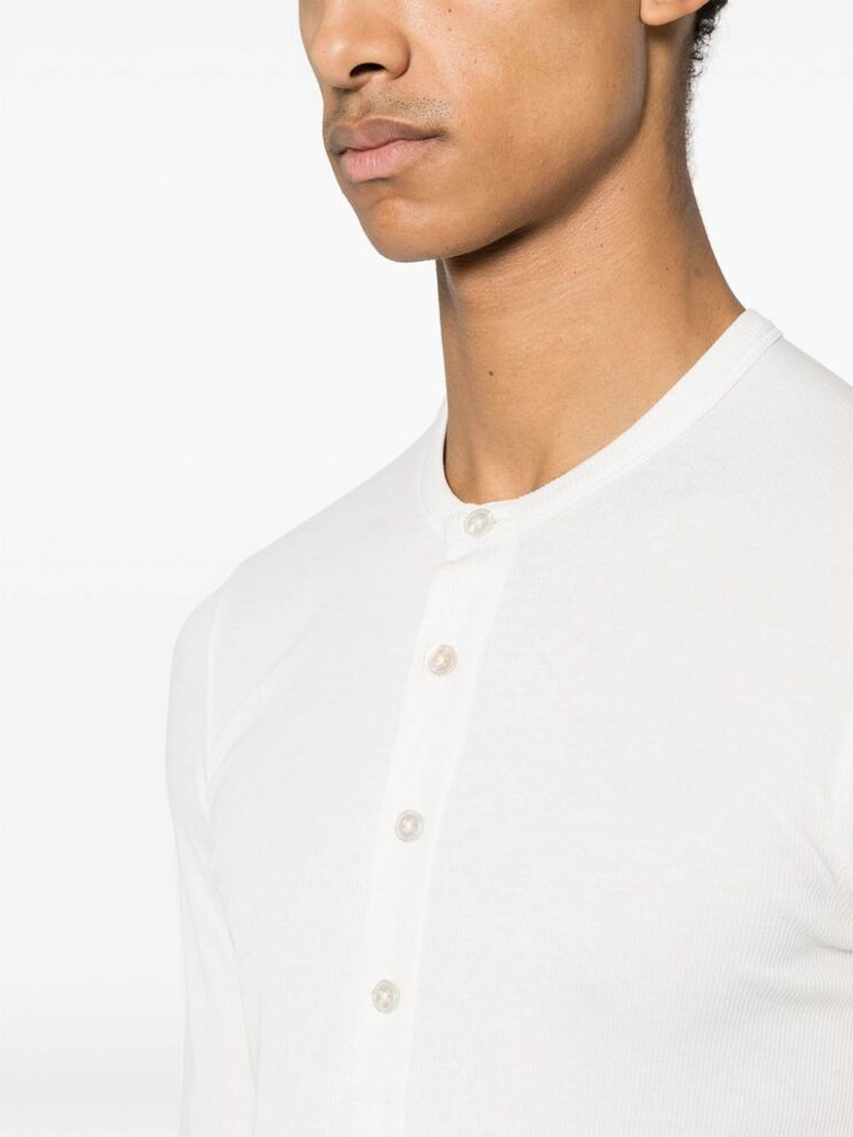 Shop Tom Ford Off-white Henley Sweater