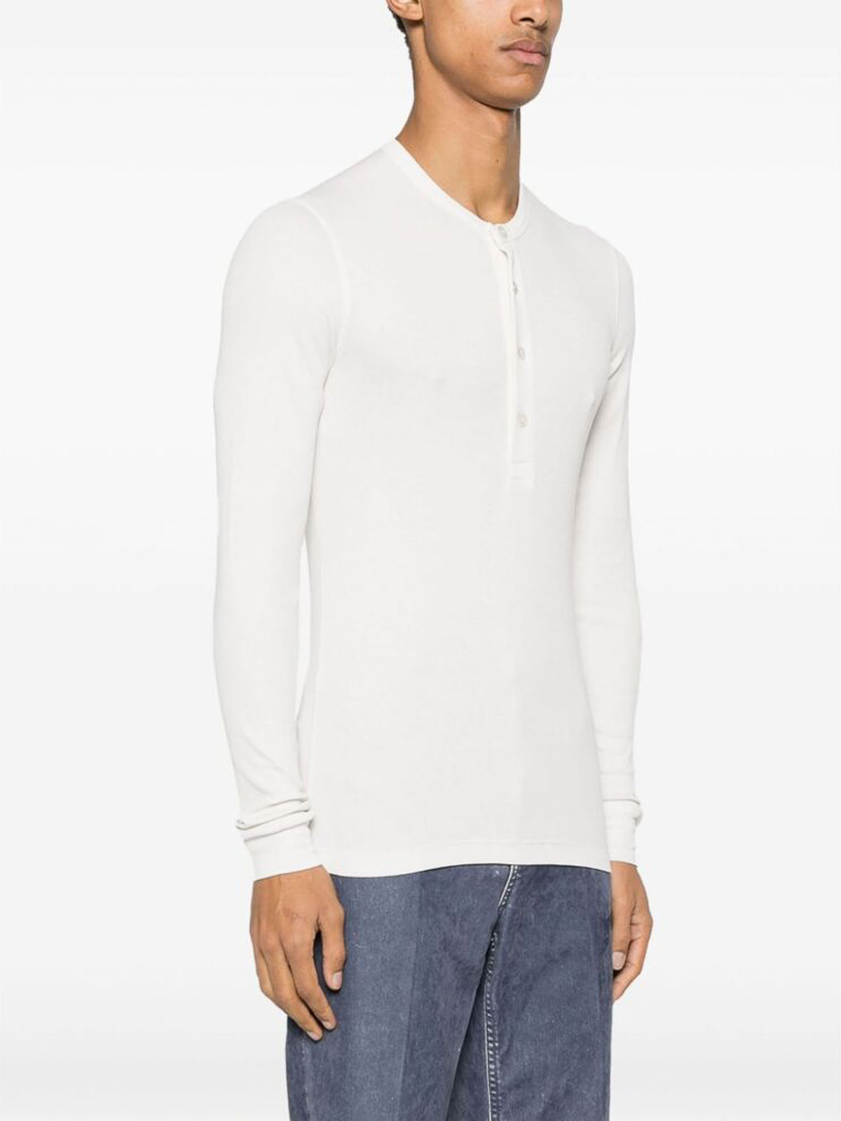 Shop Tom Ford Off-white Henley Sweater