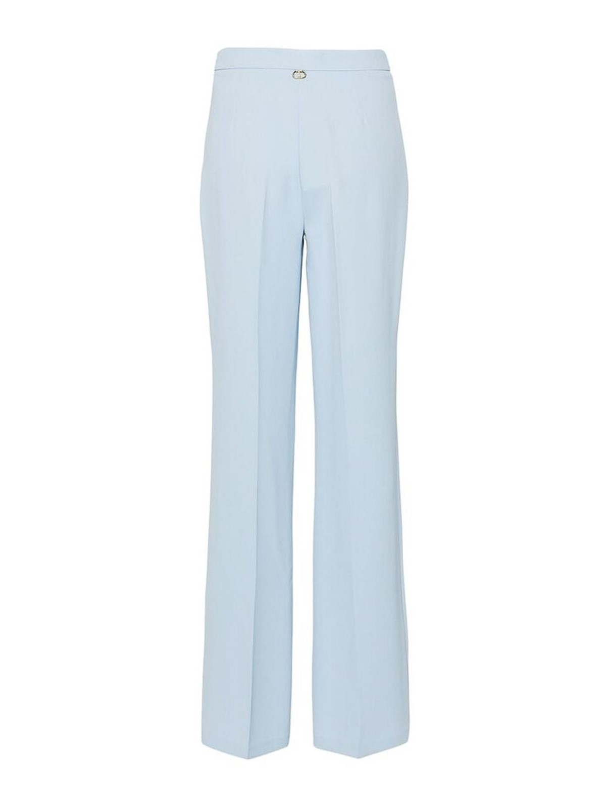 Shop Twinset Light Blue Straight-leg Trousers