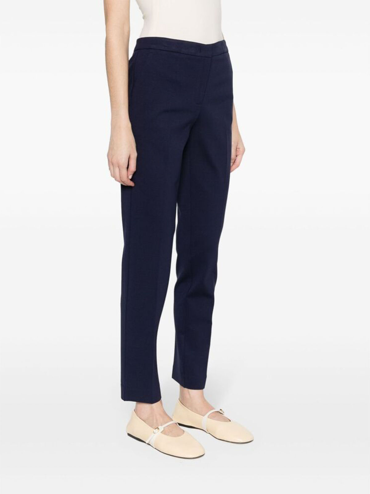 Shop Twinset Navy Blue Stretch-design Pants