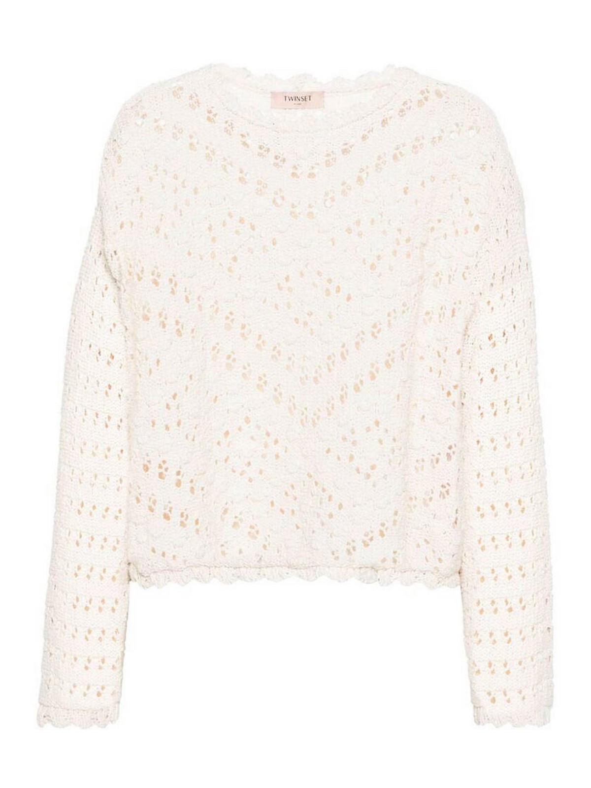 Shop Twinset Ecru Stretch Open-knit Sleeveless Top In Light Beige