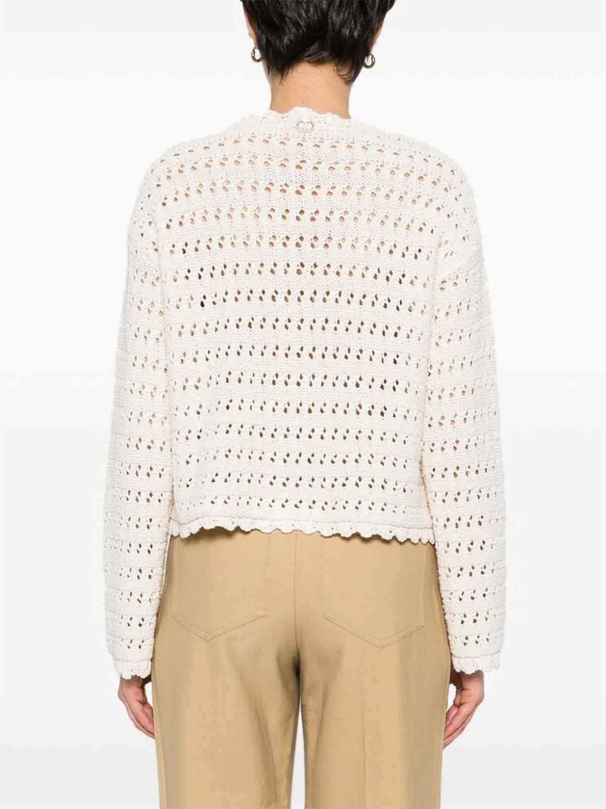Shop Twinset Ecru Stretch Open-knit Sleeveless Top In Light Beige