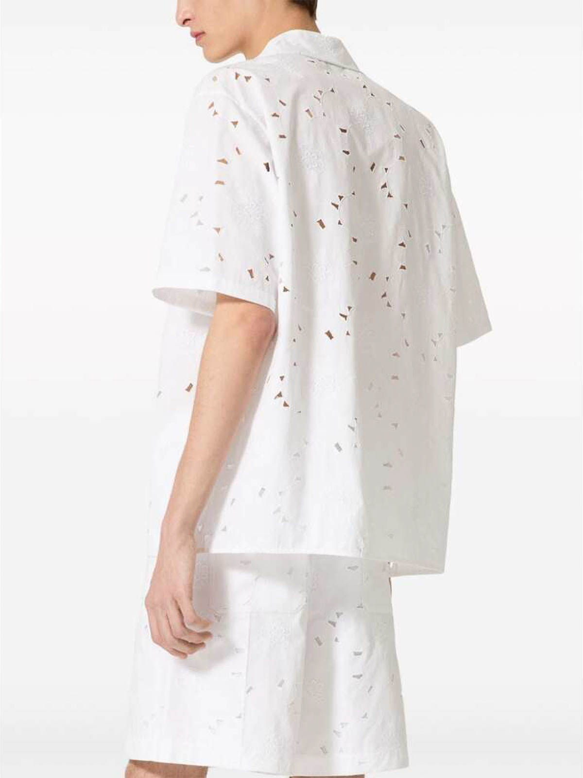 Shop Valentino White Broderie Anglaise Camp Collar Shirt