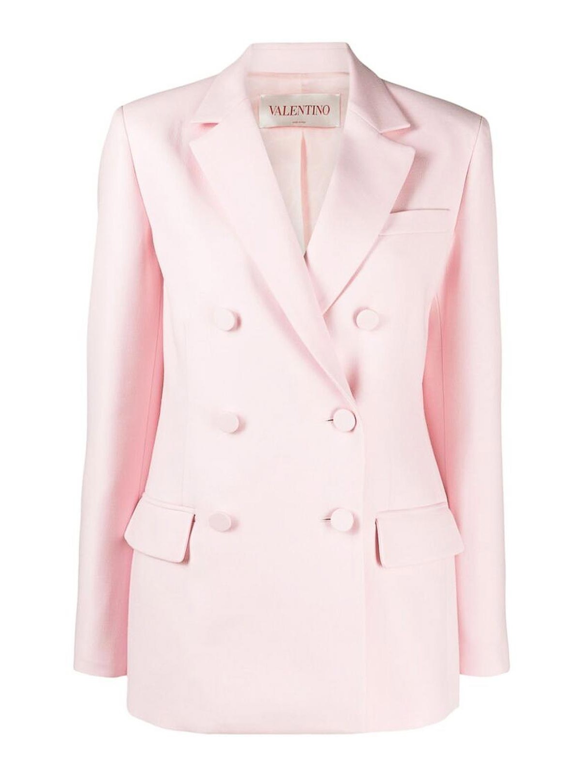 Valentino Double-breasted Crepe Blazer In Pink
