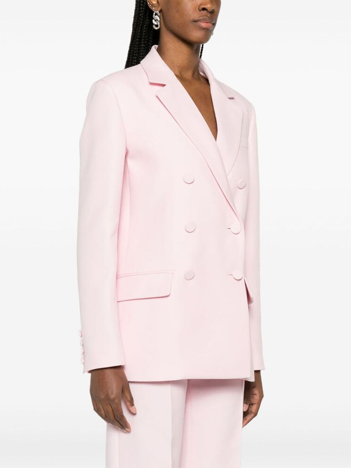 Shop Valentino Light Pink Double-breasted Blazer In Nude & Neutrals