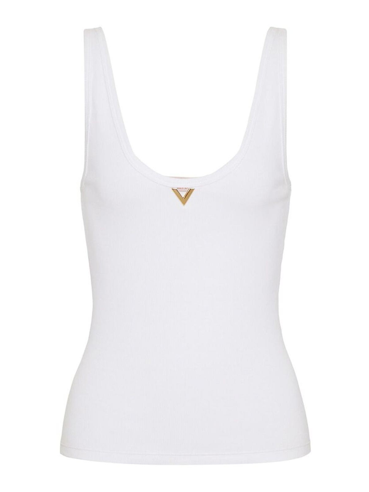 Shop Valentino White Sleeveless Scoop Neck Top