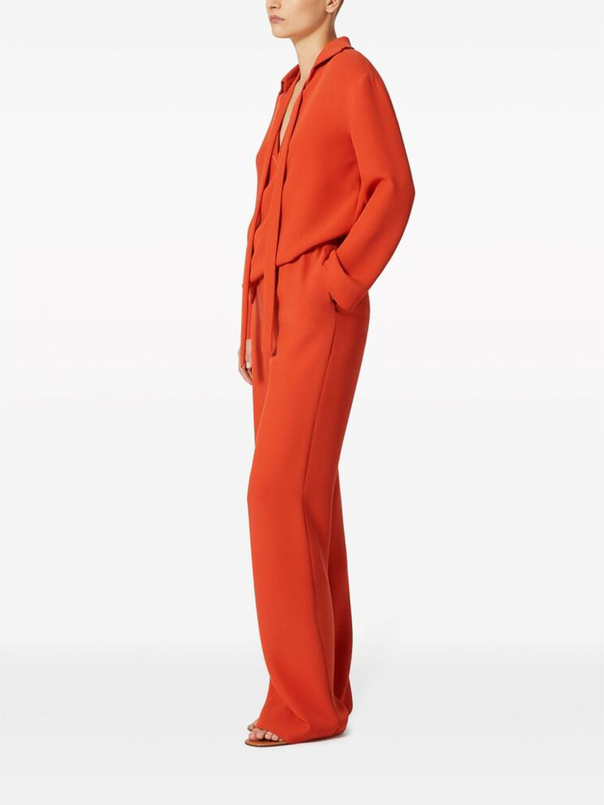 Shop Valentino Orange Elasticated Waistband Trousers
