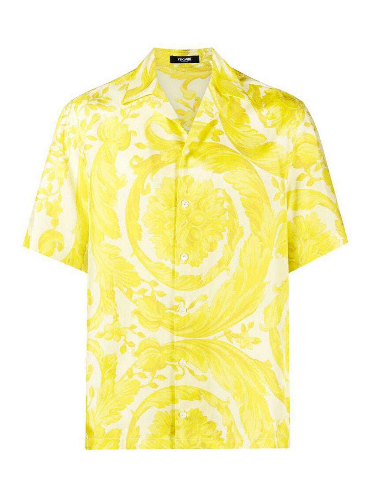 Shop Versace Canary Yellow Signature Barocco Print Shirt