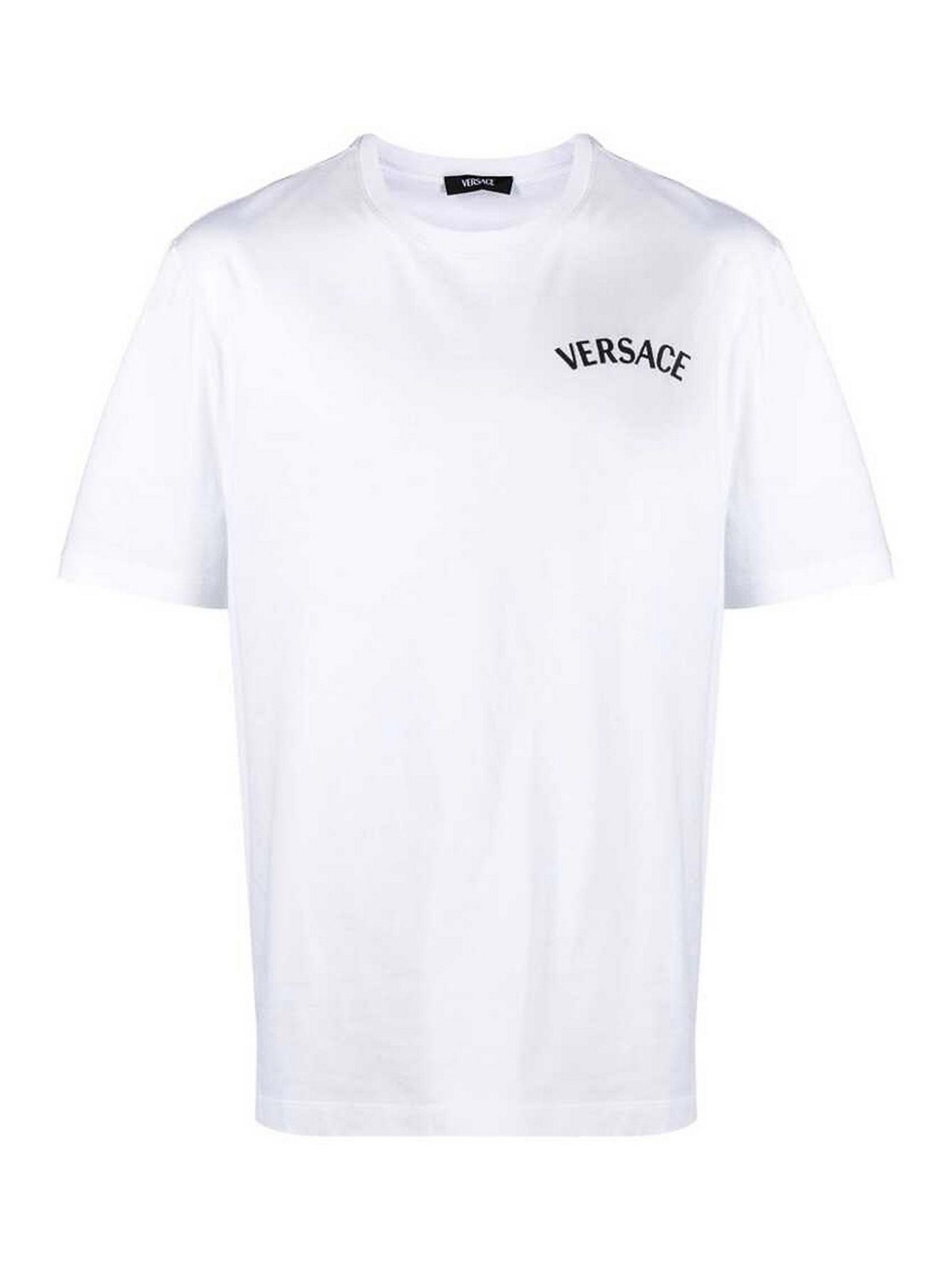 Shop Versace Cloud White Logo Embroidered T-shirt
