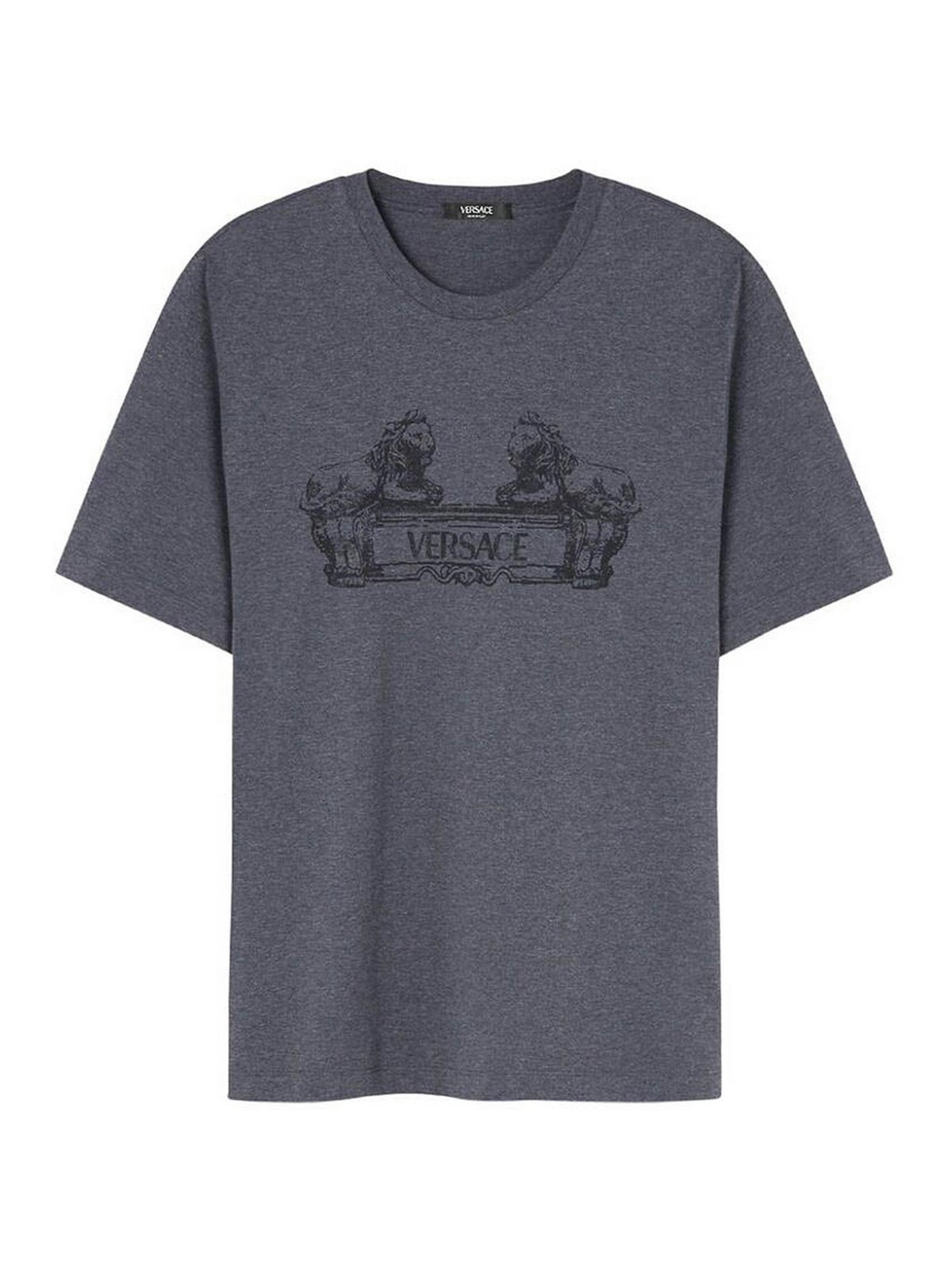 Shop Versace Anthracite Grey Logo Print T-shirt