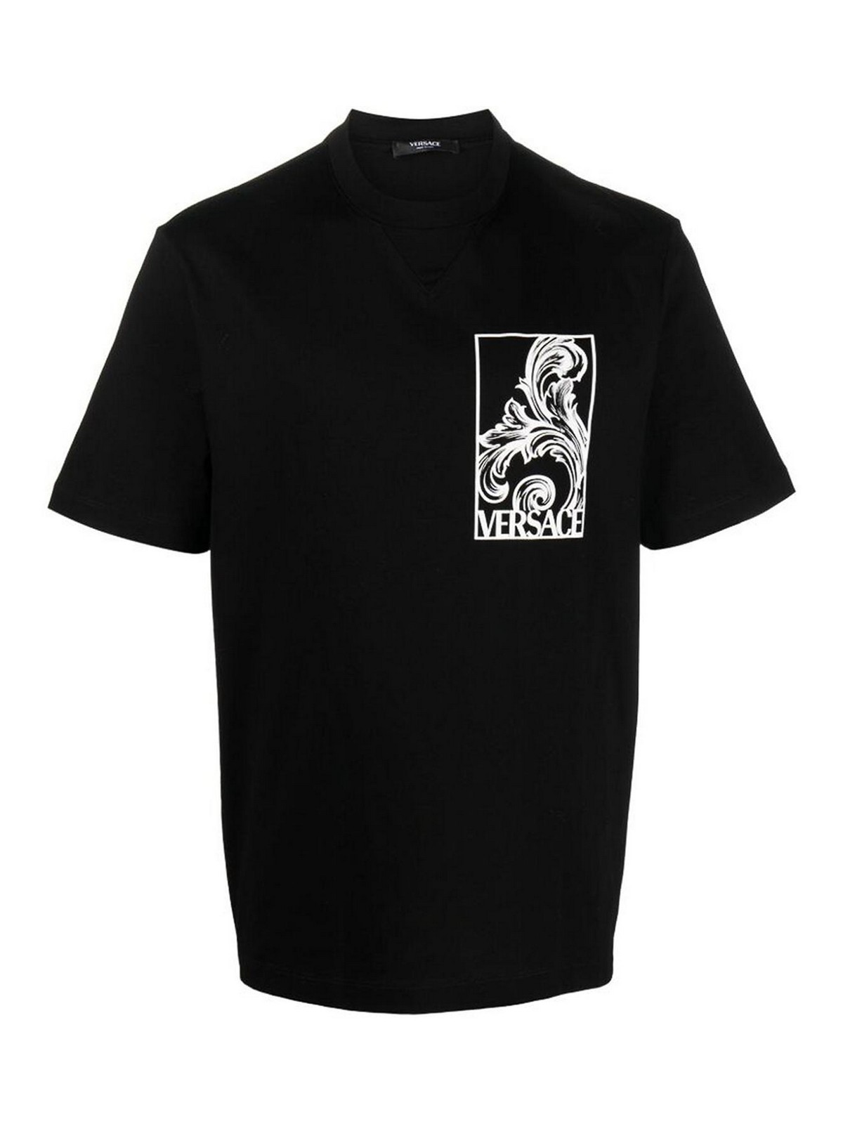 Versace Palmette Cotton T-shirt In Black