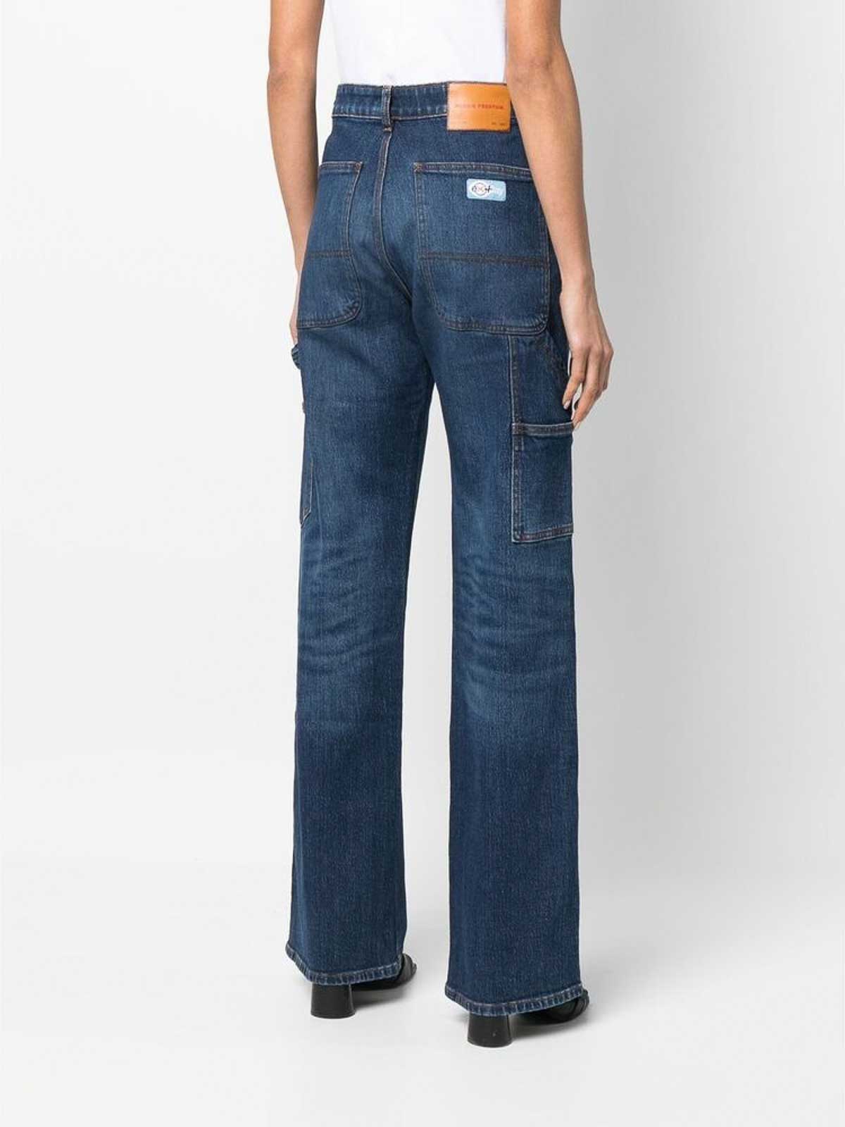 Shop Heron Preston Blue Ex-ray Wide-leg Jeans